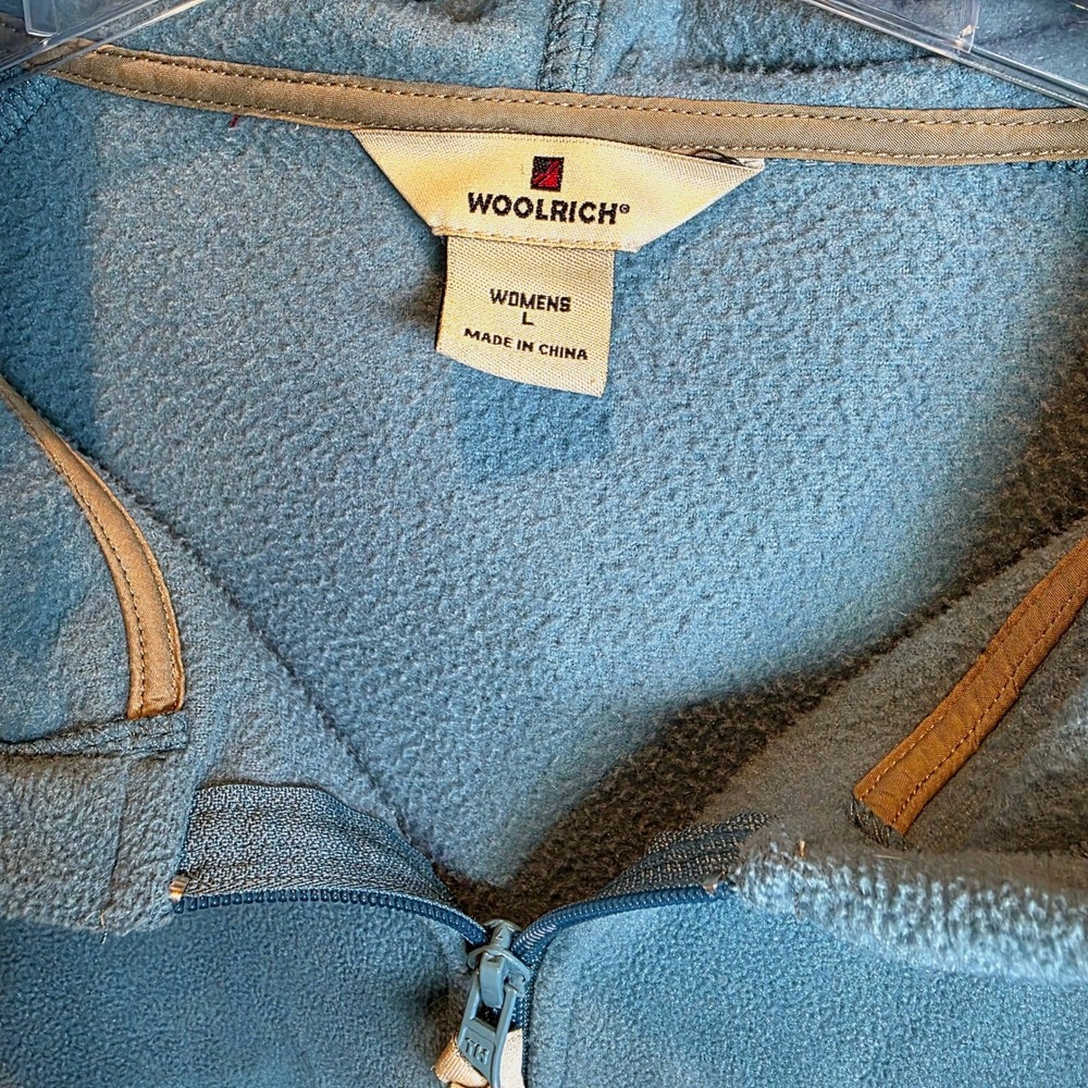 VTG Woolrich Fleece 1/4 Zip Pullover‎ Hoodie Jacket Top Sz Large Teal Blue - Picture 7 of 12